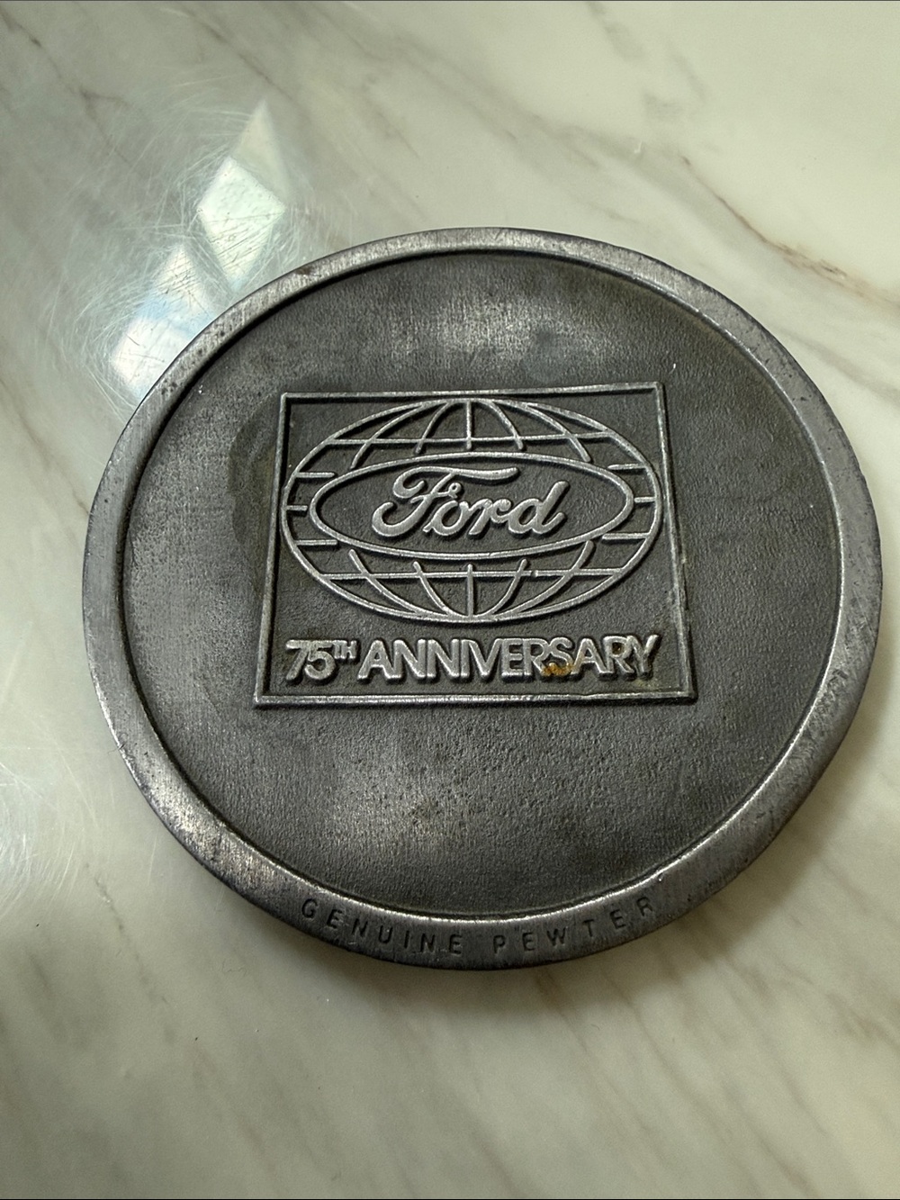 Ford Genuine Pewter 75th Anniversary Round Commemorative coaster/paperweight
